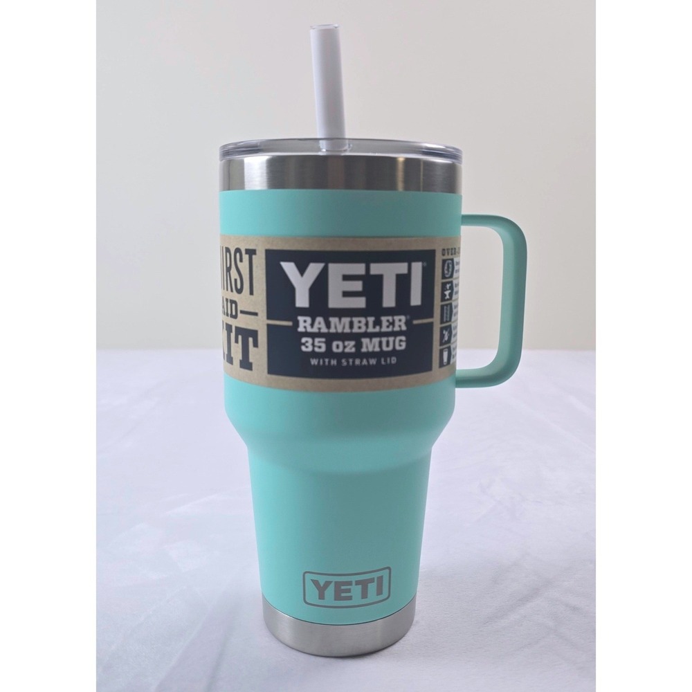 YETI Rambler 35 oz Mug with Straw Lid Seafoam Insulated Stainless Steel Tumbler